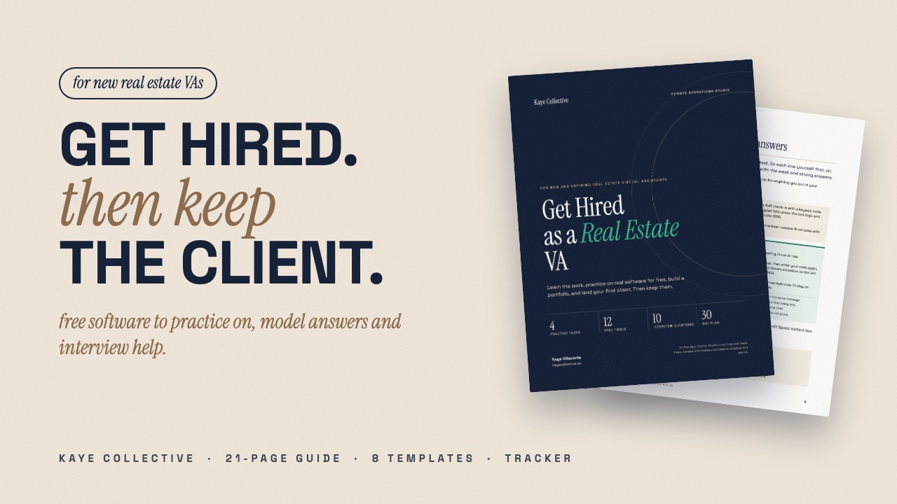 Get Hired as a Real Estate VA: the guide cover